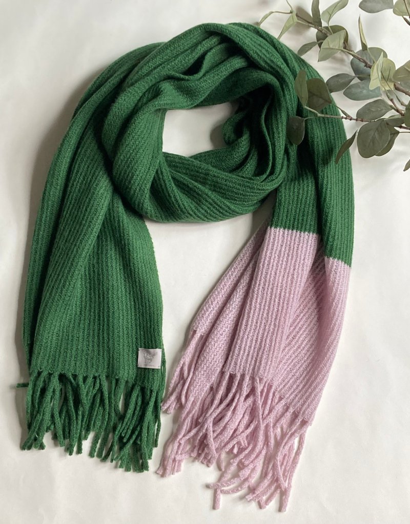 カシミヤ　ニットロングマフラー - 絲巾 - 羊毛 綠色
