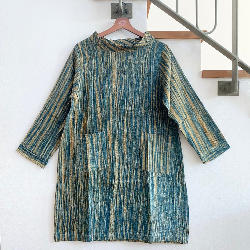 forest dress / natural dye / double soft cotton - One Piece Dresses - Cotton & Hemp Multicolor