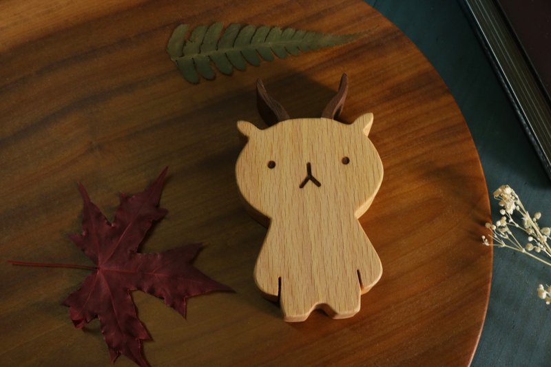 療癒系木偶 x 呆萌森物-劍羚羊 Yanamai - 公仔/玩偶 - 木頭 白色