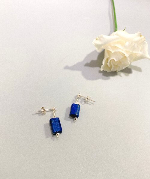 Ops手工飾品設計 Ops Silver Lapis Lazuli earrings-青金石/純銀/手作/耳環/訂製