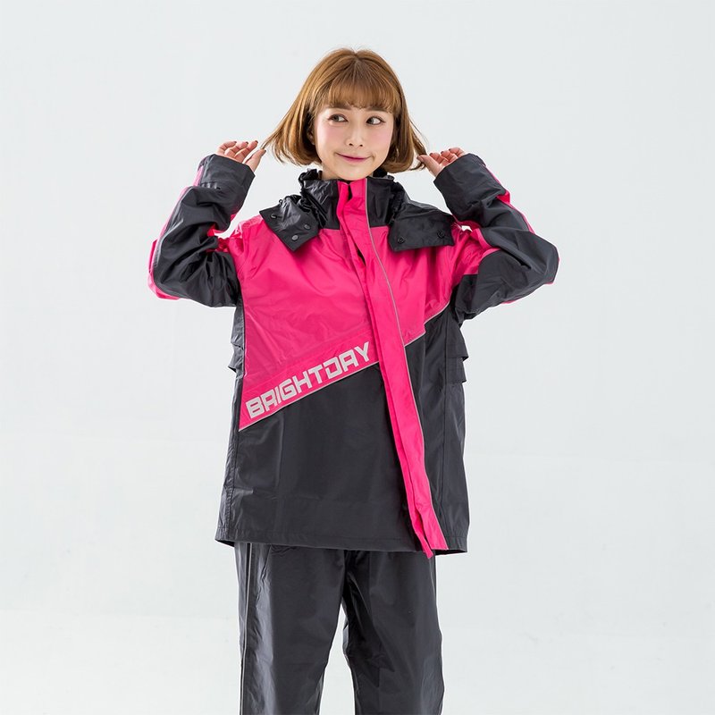 X Samurai Diagonal Two-piece Raincoat-Peach - Umbrellas & Rain Gear - Waterproof Material Red