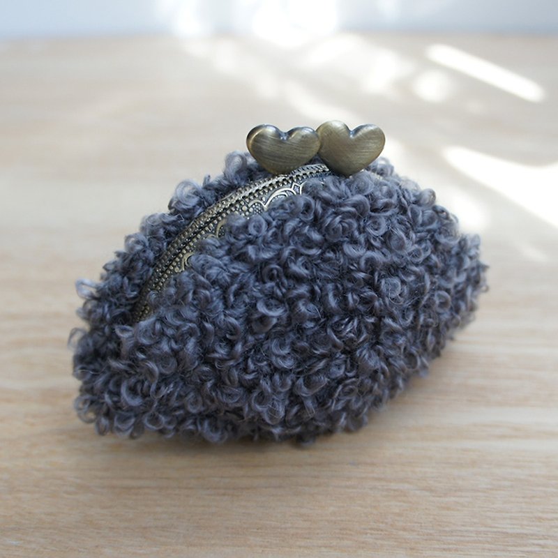 Ba-ba handmade Crochet mini-pouch No.C1223 - Coin Purses - Other Materials Gray