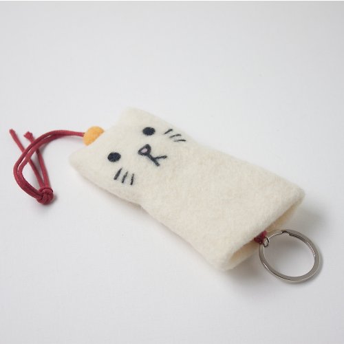 眼鏡貓先生 MikanSan 羊毛氈鑰匙包 - 米米 全手工 原創設計