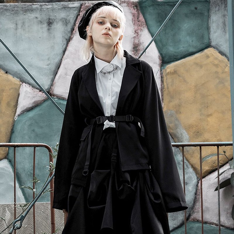 Punk agent retro casual blazer - Women's Blazers & Trench Coats - Other Materials Black