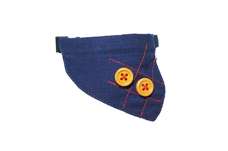 [AnnaNina] pet cat collar patchwork buckle triangle scarf left diagonal button S~M - Collars & Leashes - Cotton & Hemp 