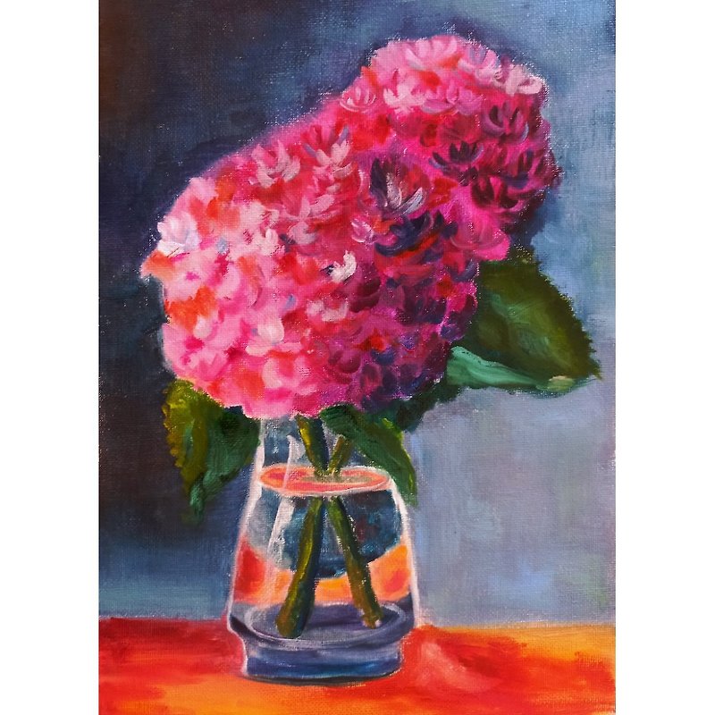 Hydrangea Painting Flower Original Art Floral Oil Painting - Posters - Other Materials 