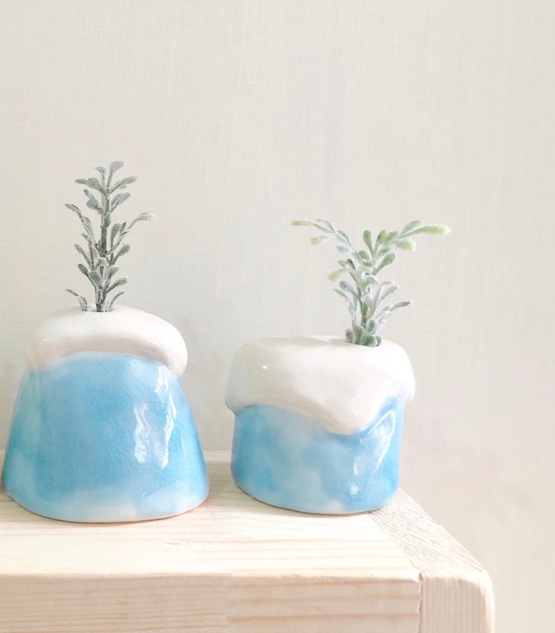 Mini vase | Icecream blue series - ตกแต่งต้นไม้ - เครื่องลายคราม สีน้ำเงิน