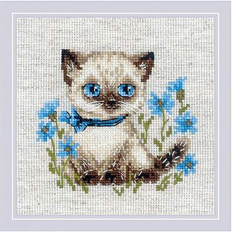 2118 - RIOLIS Cross Stitch Material Pack - Siamese Cat - Knitting, Embroidery, Felted Wool & Sewing - Other Materials Multicolor