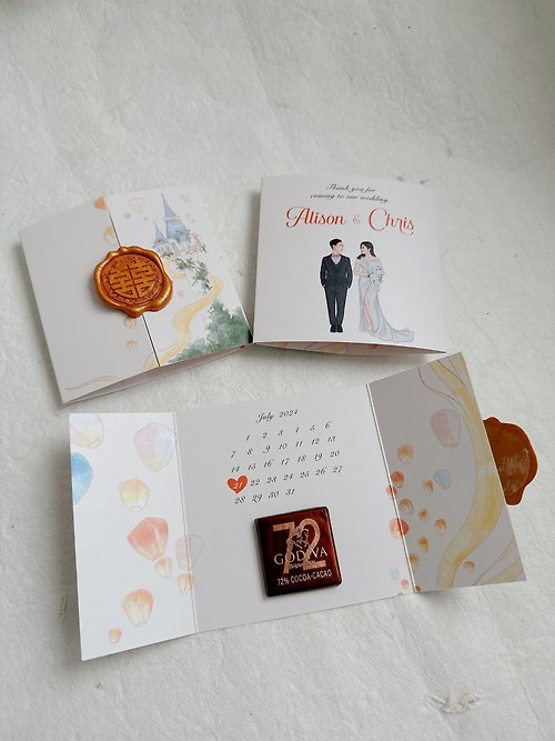 La Trouvaille HK 【訂製】Godiva巧克力 - 婚禮小物 客製插畫 企業贈品