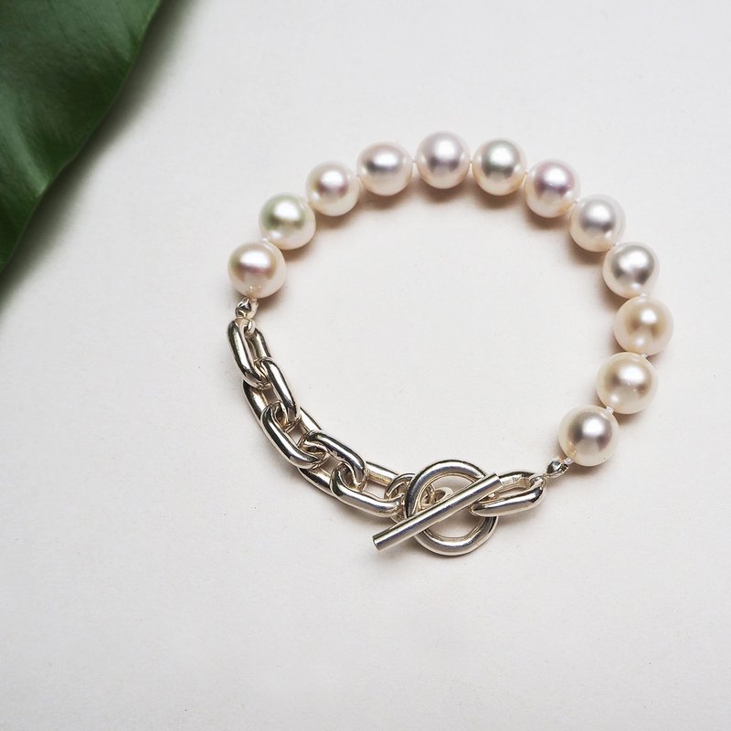chain pearl bracelet_心思珍珠手鍊 10mm珍珠 中性手鍊 - 手鍊/手環 - 珍珠 白色