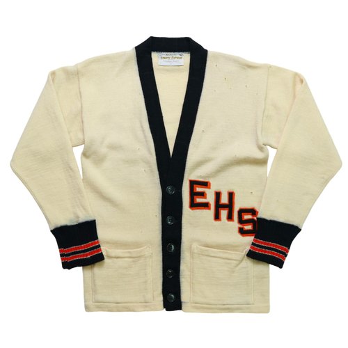 富士鳥古著屋 70s Letterman Sweater Patch EHS Cardigan