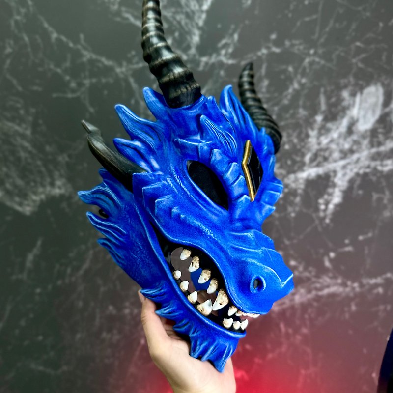 Dragon mask, Smaug, Alodidae Dragon Mask Cosplay, Halloween Costume dragon age - 口罩/口罩收納套 - 樹脂 藍色