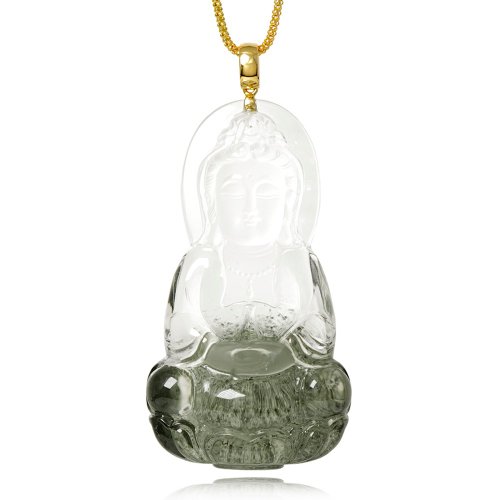正佳珠寶 Gemsrich Jewelry 【正佳珠寶】綠幽靈 頂級玻璃體聚寶盆 觀世音菩薩 32.1g 吊墜