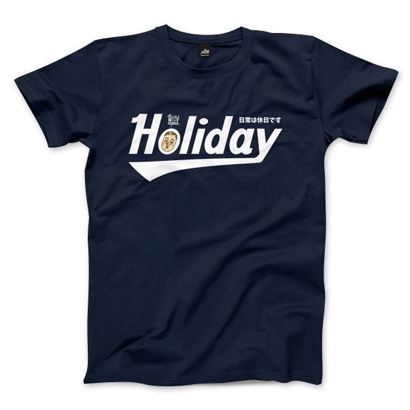 Holiday Mr. Paul Signed-Navy-Unisex T-shirt - เสื้อยืดผู้ชาย - ผ้าฝ้าย/ผ้าลินิน สีน้ำเงิน