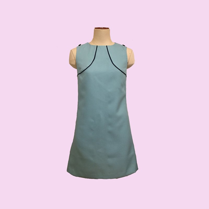 retro one-piece dress christiane - One Piece Dresses - Polyester Blue