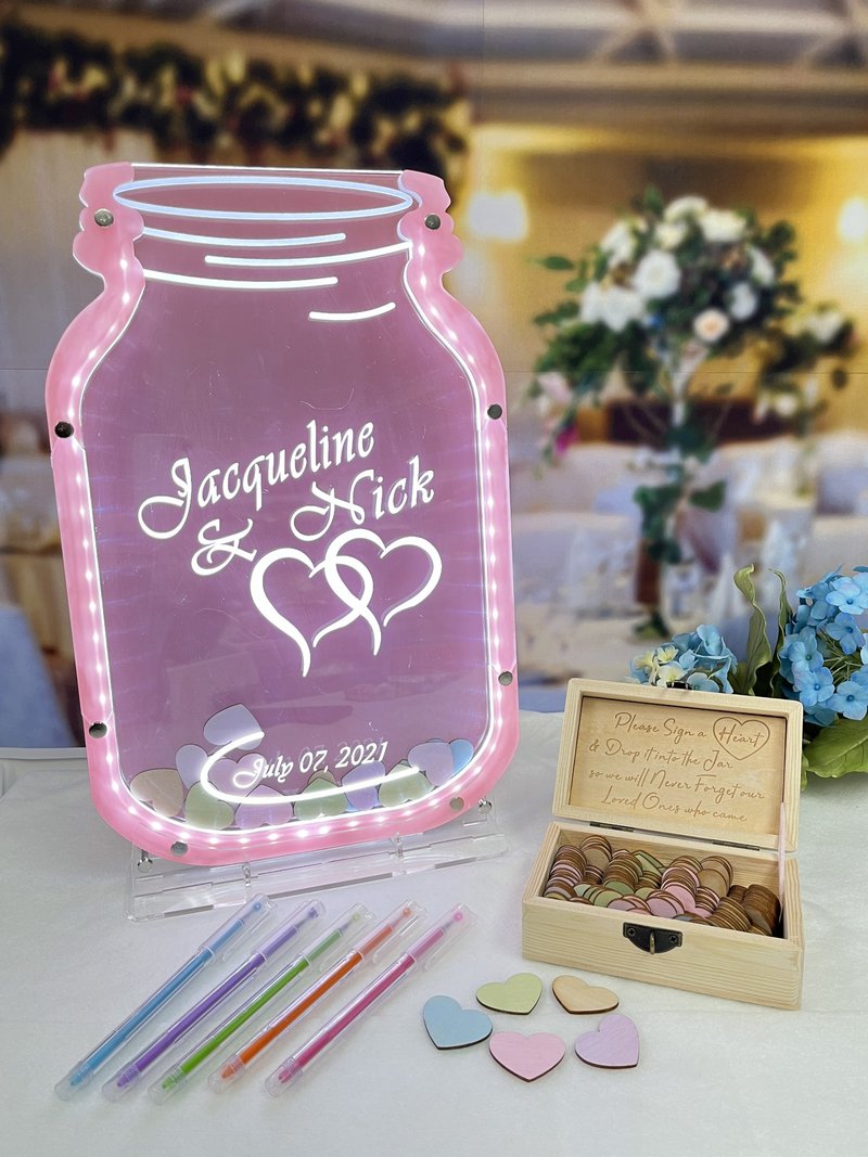 Happiness Mason Jar Guest Book Alternatives - ของวางตกแต่ง - พลาสติก หลากหลายสี