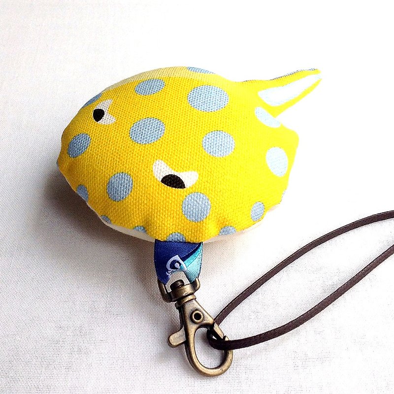 Design No.BRR155 - 【Cotton Canvas】Bluespotted Ribbontail Ray Charms - Charms - Cotton & Hemp Yellow