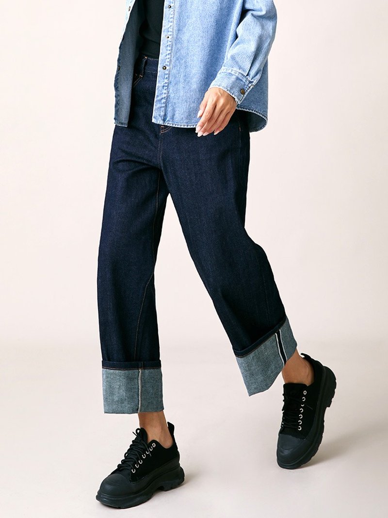 Unruly/Okayama selvedge denim jeans wide-leg floor-length pants - Women's Pants - Polyester Multicolor