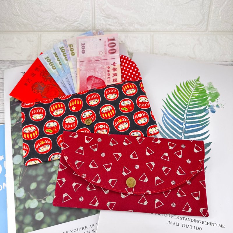 T10 handmade lucky red envelope bag for the Year of the Dragon patchwork red envelope bag passbook bag double layer storage version - ถุงอั่งเปา/ตุ้ยเลี้ยง - ผ้าฝ้าย/ผ้าลินิน 