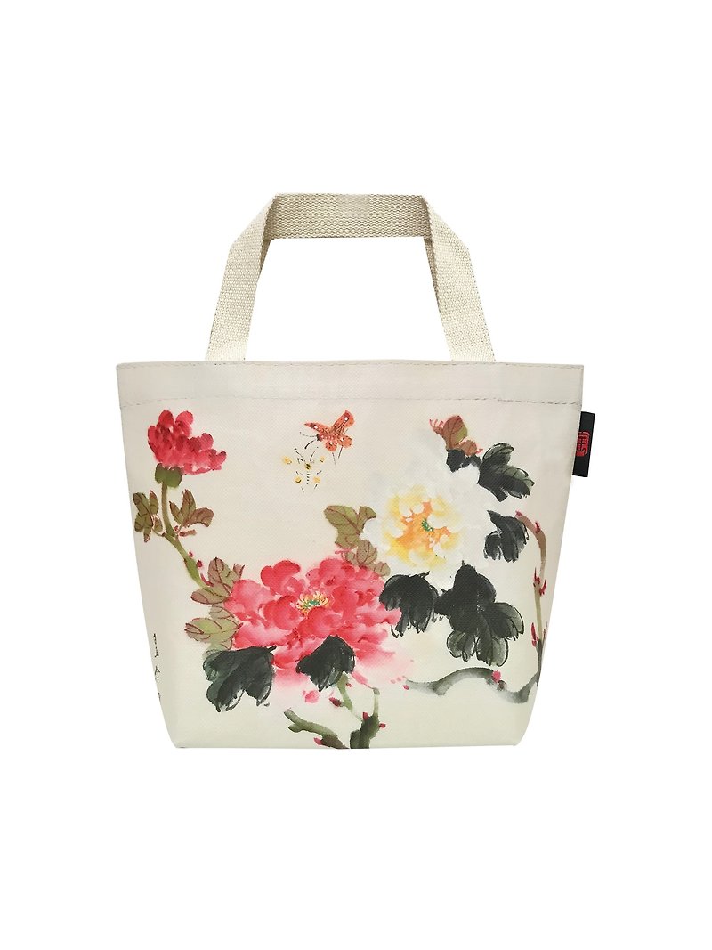 Sunny Bag x Taiwan National Treasure Museum Cotton Tote Bag-Bee Butterfly Peony - Handbags & Totes - Other Materials 