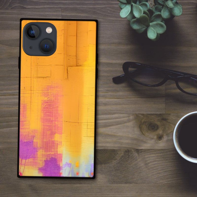 色鮮やかで神秘的な花の細胞模様 スクエア型スマホケース【強化ガラス仕上げ】iPhone16 対応 - 手機殼/手機套 - 塑膠 多色