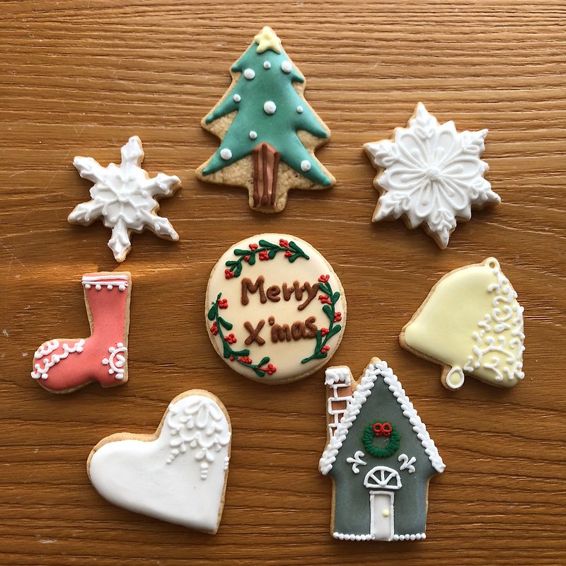 NIJIカップケーキクリスマス冷凍クッキー8ピースギフトボックス - 大 - クッキー・ビスケット - 食材 多色