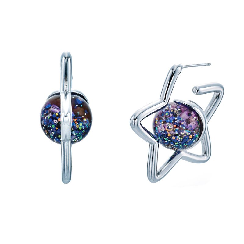 Star Snowball Earrings - 耳環/耳夾/耳骨夾 - 玻璃 