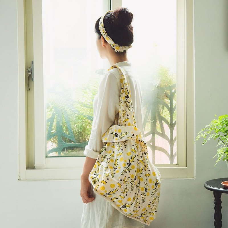 "H" Market Bag / Milly Collection / Formosa Acacia - กระเป๋าถือ - ผ้าฝ้าย/ผ้าลินิน สีเหลือง
