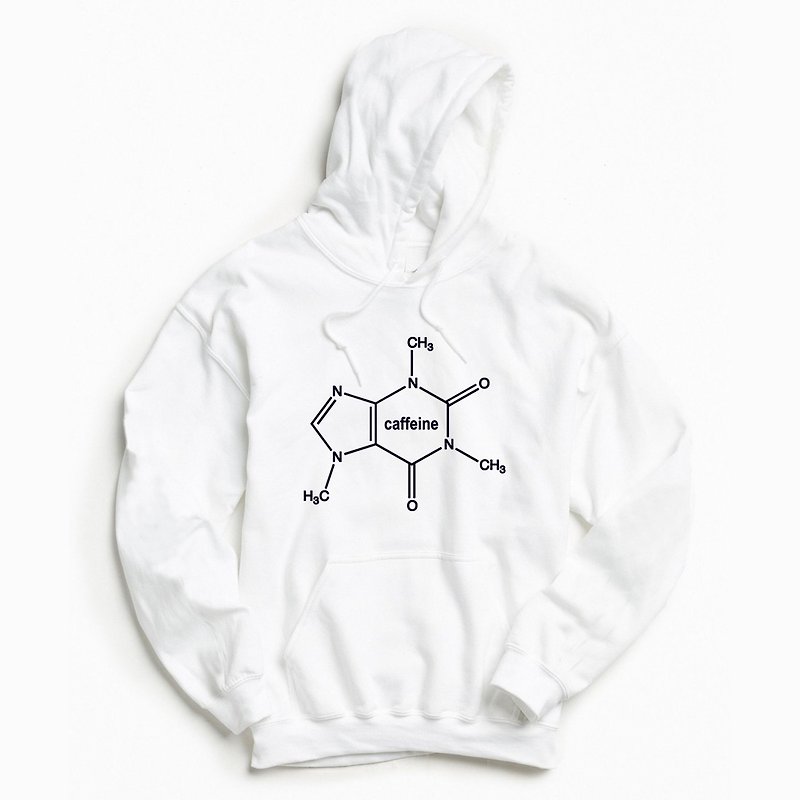 Caffeine Molecule 帽T 刷毛 中性版 白色 咖啡因分子 秋裝 咖啡 - 中性衛衣/T 恤 - 其他材質 白色