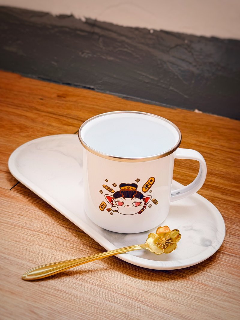 Lucky Cat Enamel Cup - แก้ว - วัสดุอื่นๆ สีเงิน