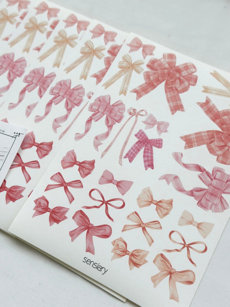 sensiary Lovely pink ribbon sticker 5p - 卡片/明信片 - 紙 