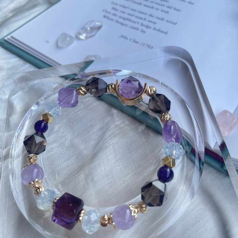 限量款高能量水晶 紫水晶 我的幸運草 14K包金水晶手鍊設計款 - 手鍊/手環 - 水晶 