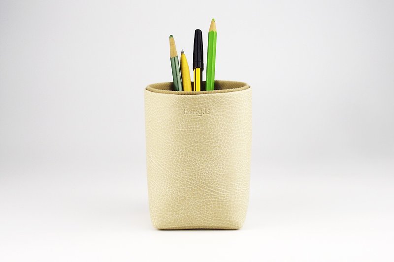 Pencil Holder, Brush Holder, Storage Box, Desk Organization, Begie - ペン立て - 合皮 カーキ