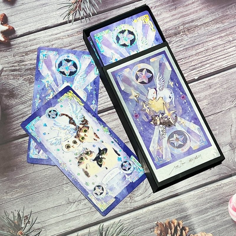 Cat Tarot Cards Group A/Group B/Tarot Cardboard/Double-sided Ironed Pine Needle Silver - Cards & Postcards - Paper Multicolor