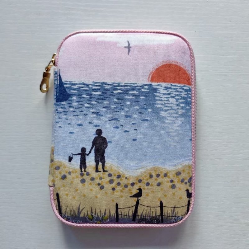 Ganhai Father and Son | Handmade sesame seed bag/passport bag/document storage bag - กระเป๋าคลัทช์ - ผ้าฝ้าย/ผ้าลินิน สึชมพู