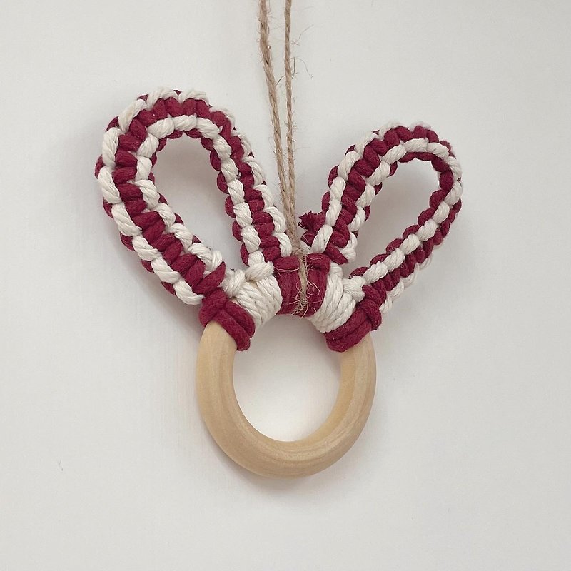 Bunny Ears Macrame 兔耳法式編織掛飾 - 壁貼/牆壁裝飾 - 棉．麻 紅色
