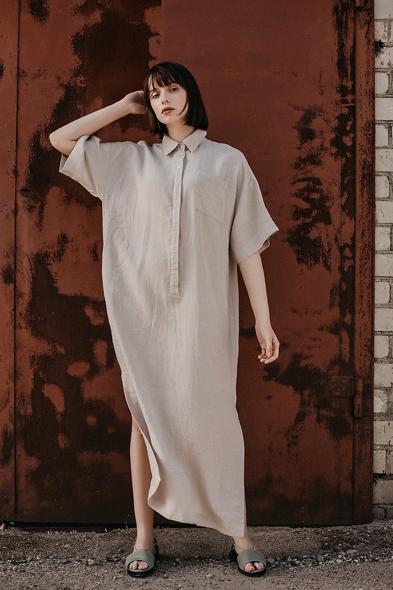 Linen Dress Motumo – 18S4 - 連身裙 - 亞麻 