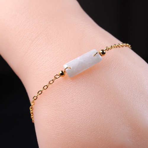 瓔珞珠寶盒 E.L.Jewelry Box 【願‧無事】冰種翡翠無事牌手鍊 14K包金 | 天然緬甸玉翡翠A貨
