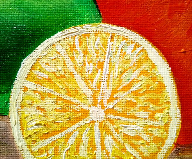 Still Life Fruit Art Orange Lime Lemon Original Oil Painting Fruit 