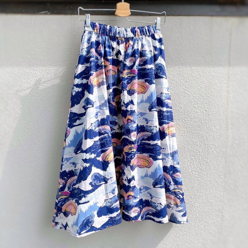 Clouds and Rainbows - Adult Skirt Plus - Skirts - Cotton & Hemp Blue