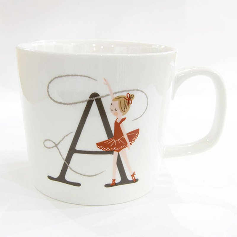 [Kato Shinji] Japanese-made ballet dancer English letter A mug/coffee cup/soup cup - Mugs - Porcelain White