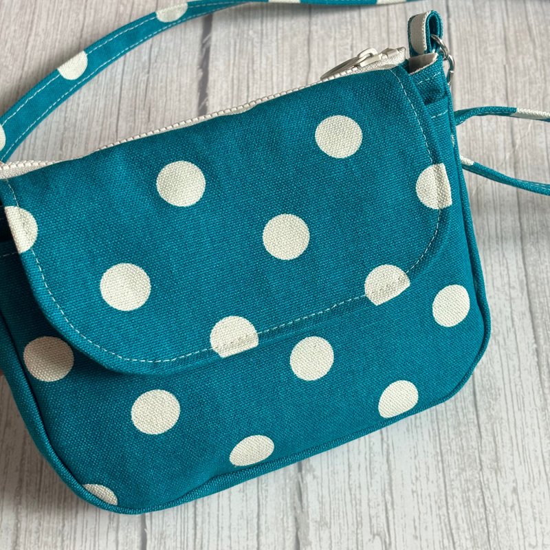 [Limited Edition] Small Crossbody Bag // Dotted Colors // Canvas // Blue - กระเป๋าถือ - ผ้าฝ้าย/ผ้าลินิน 