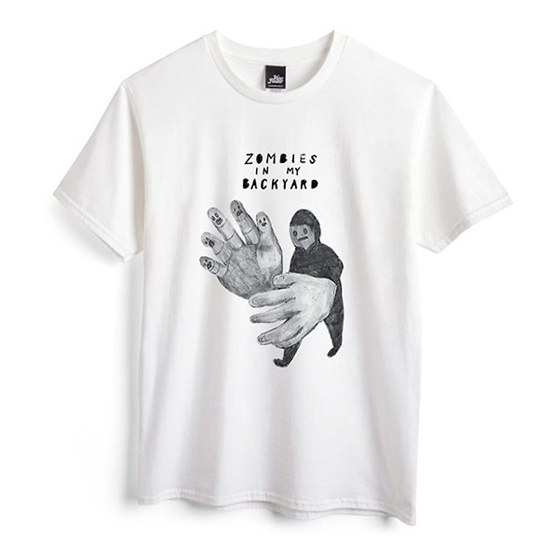 Stéphane and his big hands-White-Unisex T-shirt - เสื้อยืดผู้ชาย - ผ้าฝ้าย/ผ้าลินิน ขาว