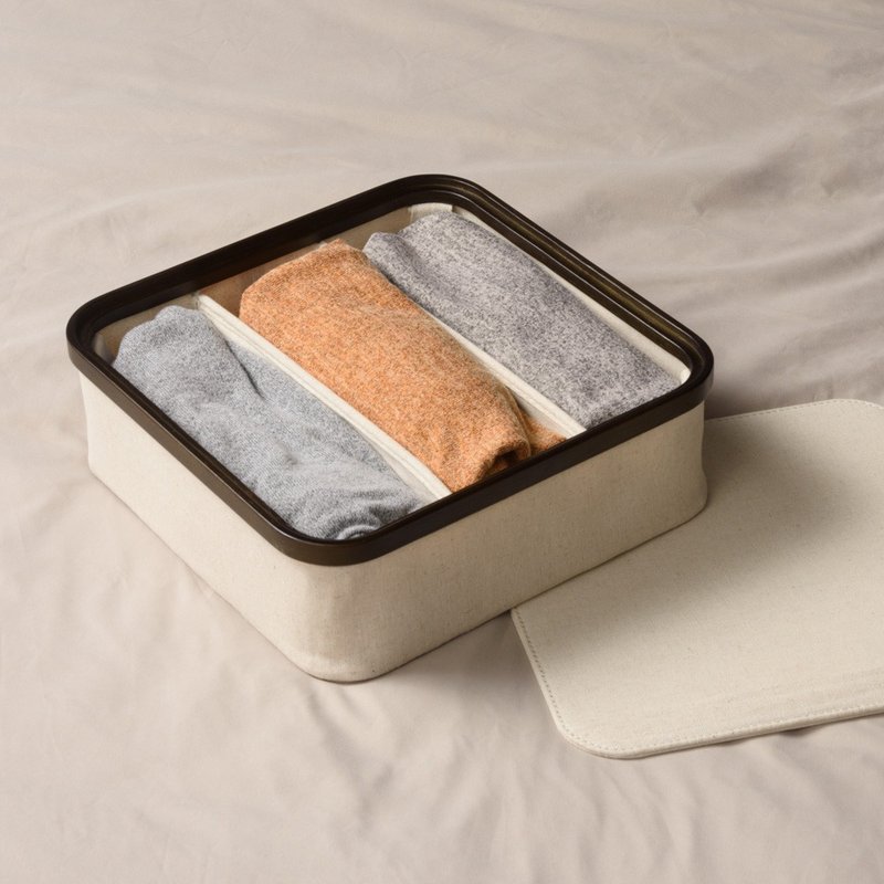 【Gudee】KIM 加蓋分格收納盒 衣物收納 - 居家收納/收納盒/儲物盒 - 竹 藍色