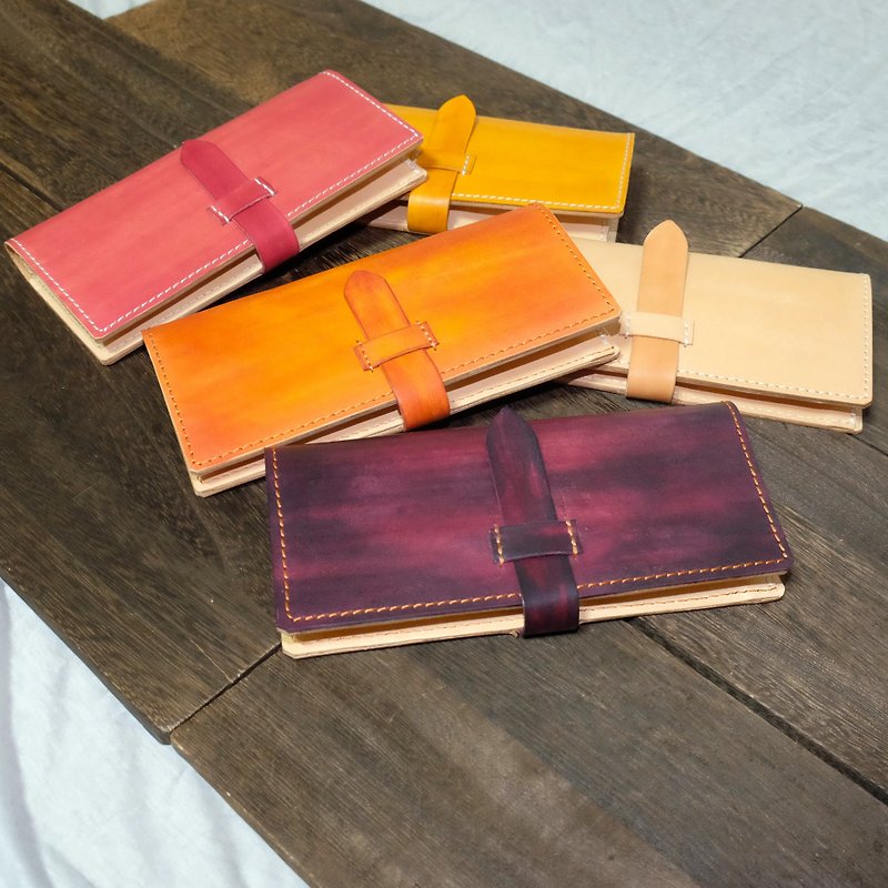 Hand dyed homemade oil leather long wallet - กระเป๋าสตางค์ - หนังแท้ 