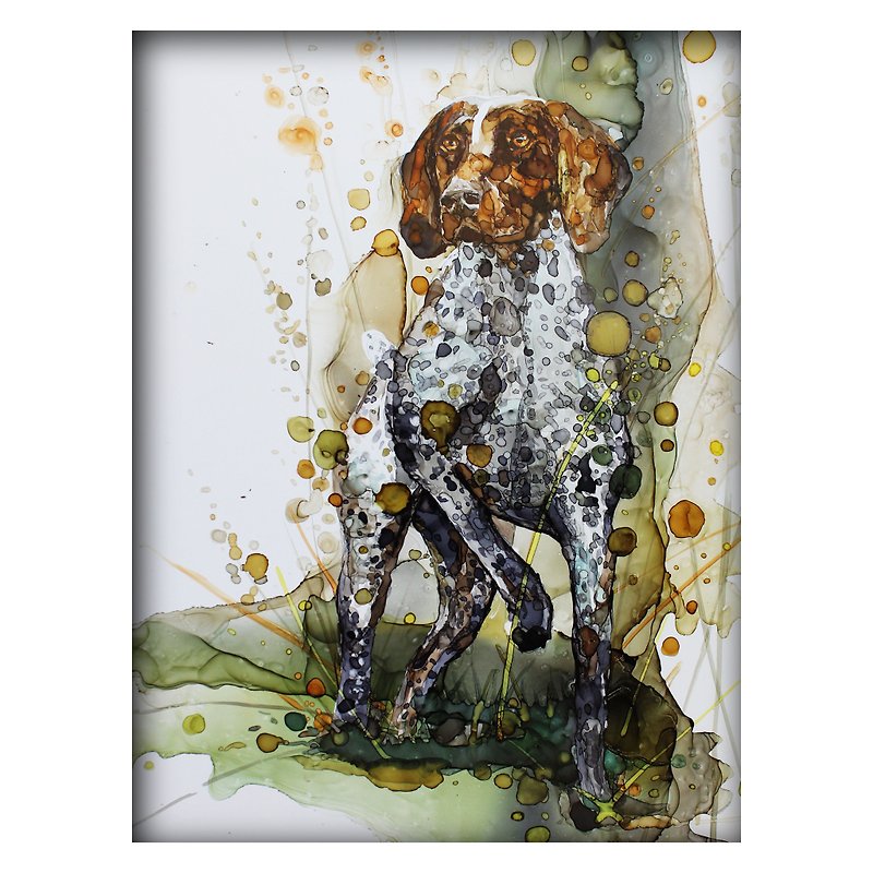 Portrait of a German Poynter beautiful hunting dog personalized portrait 40*30cm - Wall Décor - Other Materials 