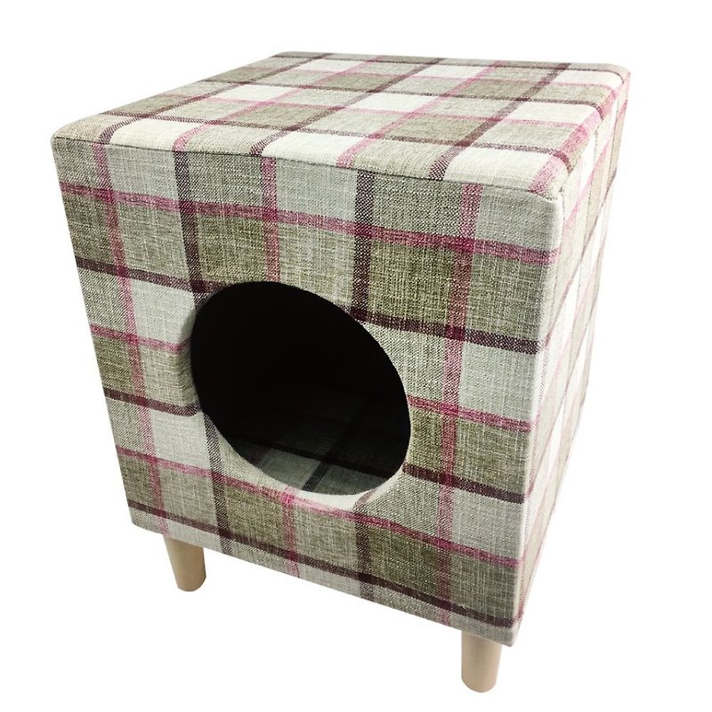 寵物舒適多功能椅凳木窩-方型棕色 - 寵物床墊/床褥 - 棉．麻 卡其色