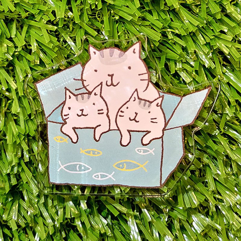 Acrylic magnet-blue carton (illustrator: Miss Cat) (longest side 5cm) - แม็กเน็ต - อะคริลิค 