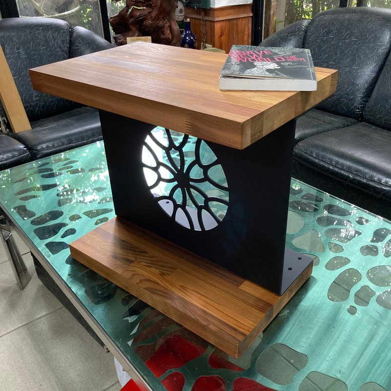 Iron wood and black yellow side table rack coffee table design solid wood shelf low table - ชั้นวาง/ตะกร้า - โลหะ สีนำ้ตาล