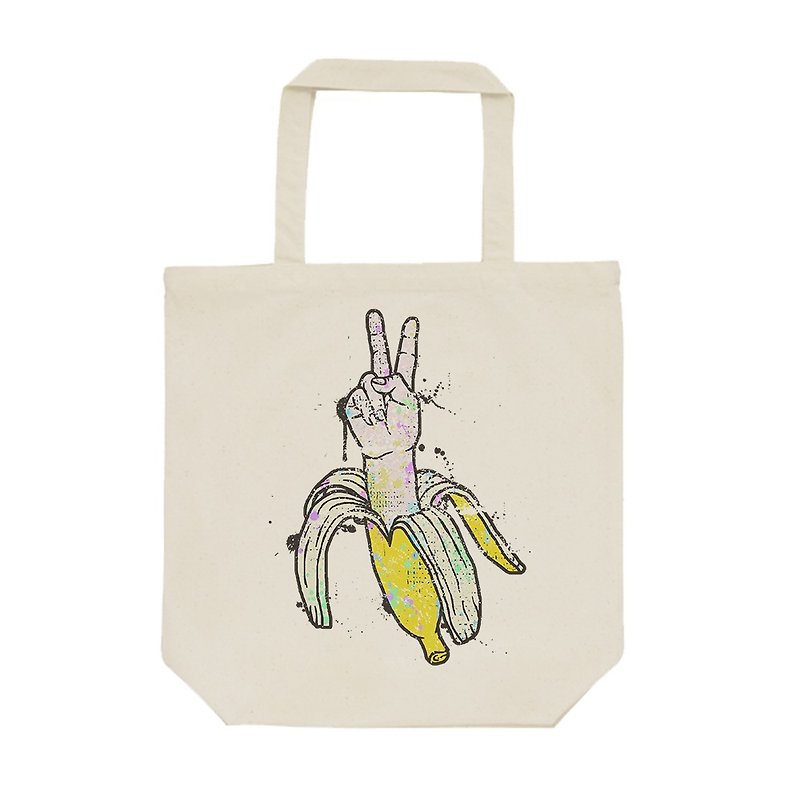 tote bag / Crazy Banana - กระเป๋าถือ - ผ้าฝ้าย/ผ้าลินิน สีกากี